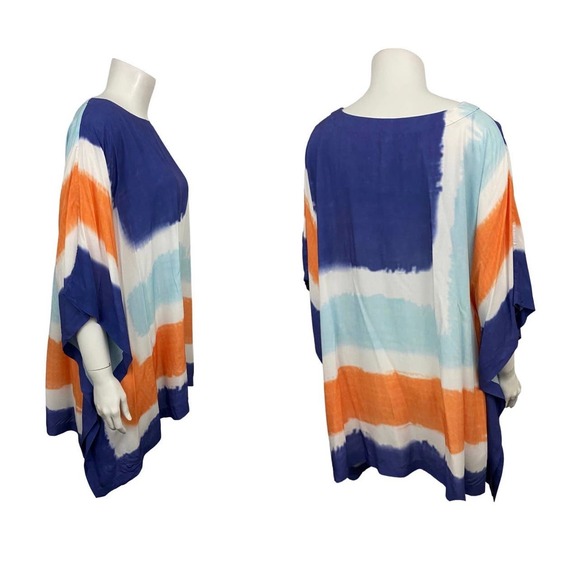 NWT Chico’s Tie Dye Caftan Blouse Swimsuit Cover Up Unworn / Women’s L/XL * - Picture 3 of 4
